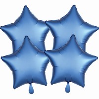 BALÓNKY fóliové Hvězdy saténové modré 43cm 4ks