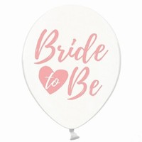 BALÓNKY krystalové bílé s růžovým nápisem "Bride to be" 30cm 6ks