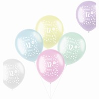 BALÓNKY latexové 12. narozeniny pastelový mix 33cm 6ks