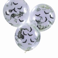 BALÓNKY latexové transparentní s konfetami netopýr 5ks