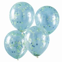 BALÓNKY s konfetami zeleno-modré 30cm 5ks