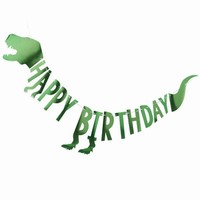 BANNER Happy Birthday Dino metalický zelený 2m