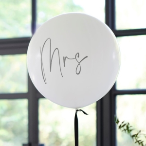 Balón latexový Mrs. S černou stuhou 91 cm