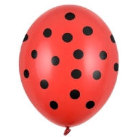Balónek červený s černými puntíky 1 ks