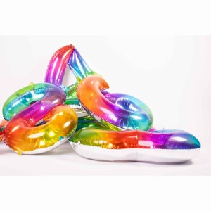 BALÓNEK fóliový číslo 0 Yummy Gummy Rainbow 86cm
