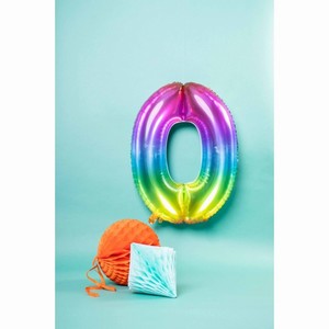 BALÓNEK fóliový číslo 0 Yummy Gummy Rainbow 86cm