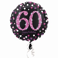 Balónek fóliový 60. narozeniny černorůžový 43 cm