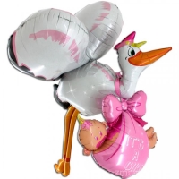 Balónek fóliový Airwalker Čáp růžový 125 x 177 x 66 cm