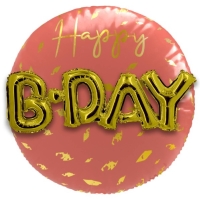 Balónek fóliový Happy Birthday 3D, zlatý soumrak 56 cm