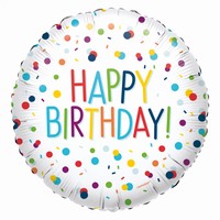 Balónek fóliový Happy Birthday konfety 43 cm