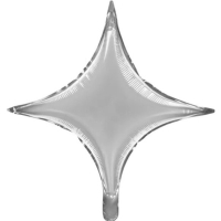 Balónek fóliový Hvězda čtyřcípá stříbrná 45 cm