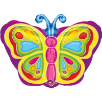 Balónek fóliový Motýl barevný 33 x 45 cm