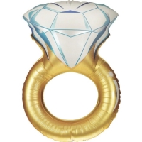 Balónek fóliový Prsten s diamantem zlatý 94 cm