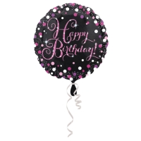 Balónek fóliový Sparkling růžový Happy Birthday 45 cm