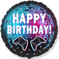 Balónek fóliový "Happy Birthday" Ovladač 45 cm