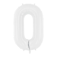 Balónek fóliový číslice 0 bílá 86 cm