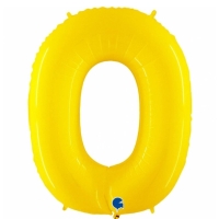 Balónek fóliový číslice 0 žlutá 102 cm