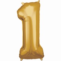 Balónek fóliový číslice 1 zlatá 33x86cm