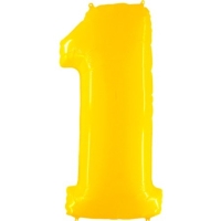 Balónek fóliový číslice 1 žlutá 102 cm