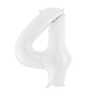 Balónek fóliový číslice 4 bílá 86 cm