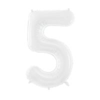 Balónek fóliový číslice 5 bílá 86 cm
