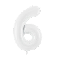Balónek fóliový číslice 6 bílá 86 cm