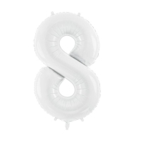 Balónek fóliový číslice 8 bílá 86 cm