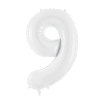 Balónek fóliový číslice 9 bílá 86 cm
