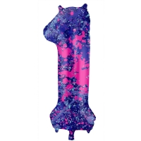 Balónek fóliový číslo 1 Barevné skvrny 86 cm