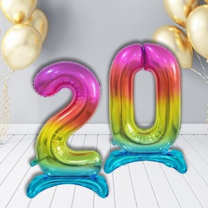 BALÓNEK fóliový číslo 2 na podstavci duhové 74cm