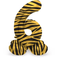 Balónek fóliový číslo 6 samostojné Tygr 41 cm
