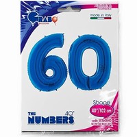 Balónek fóliový číslo modré 60 let - 1 ks