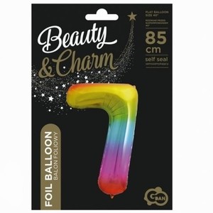 BALÓNEK fóliový číslo 7 duhové 85cm