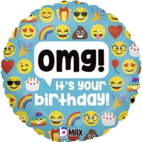 Balónek fóliový kulatý Smile Omg! Birthday 46 cm