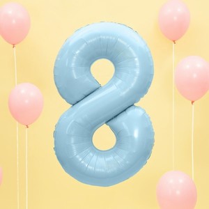 BALÓNEK fóliový číslo 8 světle modré 86 cm