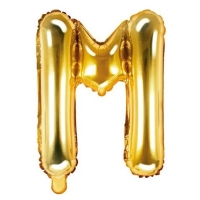 Balónek fóliový písmeno M zlaté 35 cm