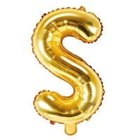 Balónek fóliový písmeno S zlaté 35 cm