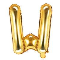 Balónek fóliový písmeno W zlaté 35 cm