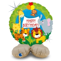 Balónek foliový samostojný Happy Birthday Jungle 41 cm