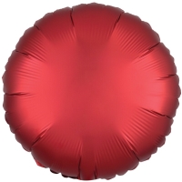 Balónek fóliový saténový kruh sytě červený 43 cm