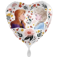 Balónek fóliový srdce Elsa & Anna Floral 43 cm