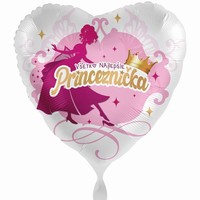 Balónek fóliový srdce Všetko najlepšie princeznička 43 cm