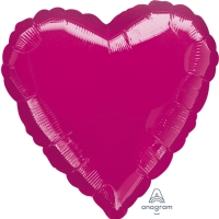Balónek fóliový srdce metalické fuchsiové 43 cm
