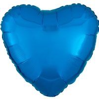 Balónek fóliový srdce metalické modré 43 cm