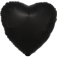 Balónek fóliový srdce saténové černé 43 cm