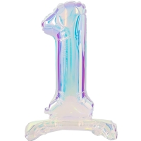 Balónek fóliový stojací číslo "1" duhová 72 cm
