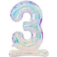 Balónek fóliový stojací číslo "3" duhová 72 cm