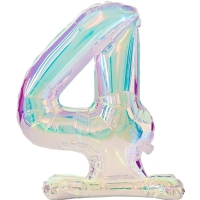 Balónek fóliový stojací číslo "4" duhová 72 cm
