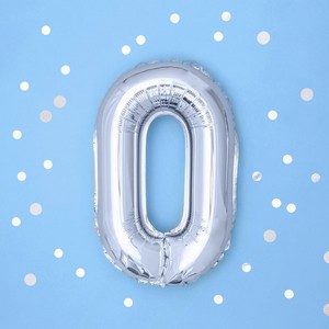 BALÓNEK fóliový "0" stříbrná 35cm