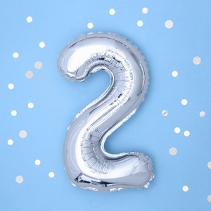 BALÓNEK fóliový "2" stříbrná